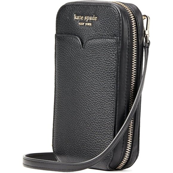 Kate Spade New York Zeezee North South Leather Phone Crossbody Bag Black - New - Picture 1 of 8